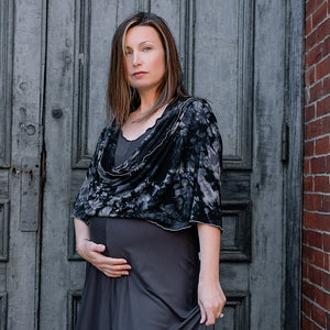 flare bias vneck dress in carbon + crush loop